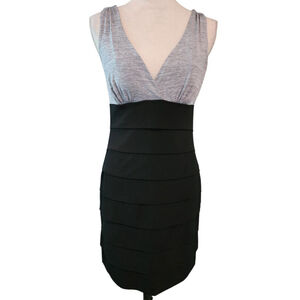 Enfocus Studio Sparkly Glitter Gray Black Cocktail Mini Dress Women's 10 Ruched